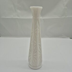 Vintage Hoosier Milk Glass Starburst‎ Bud Vase Textured White 9 Inch